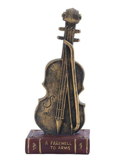Elegant Book Violin Resin Sculpture for Study Decor