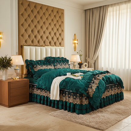 Detachable Bedding Four-piece Duvet Cover Bed Skirt