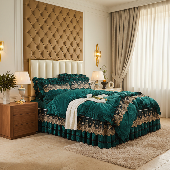 Detachable Bedding Four-piece Duvet Cover Bed Skirt