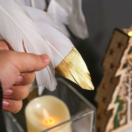 Elegant Elk Feather Wall Hanging Dream Catcher with Double White Feathers - Enchanting Home Decor