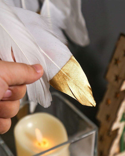 Elegant Elk Feather Wall Hanging Dream Catcher with Double White Feathers - Enchanting Home Decor