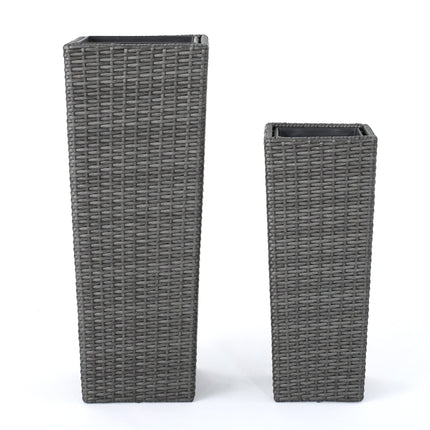 Room & Decor Grey Rattan Flower Pot - Durable & Stylish Design