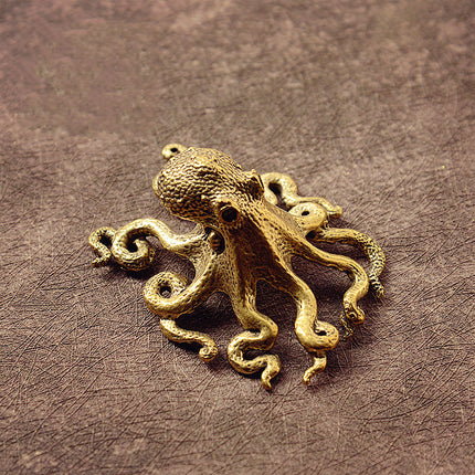 Peekaboo Studio Brass Octopus Ornament - Unique Tea Pet for Tabletop D