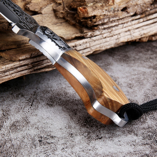 Embossed Carved Mongolian Knife Tibetan Handcraft Meat Knife Retro Chrome
