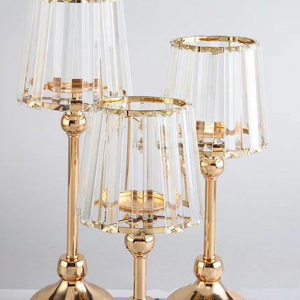 European Crystal Glass Look Candlestick Metal For Romantic Wedding Decor