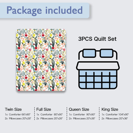 Peekaboo Studio Floral Quilt Set - 3 Pieces, Lightweight, All Season