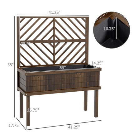 Outsunny Raised Garden Bed with Trellis & Drainage for Climbing Plants