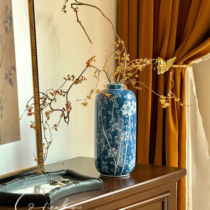 Blue And White Porcelain Ceramic Flower Vase Tabletop Centerpiece