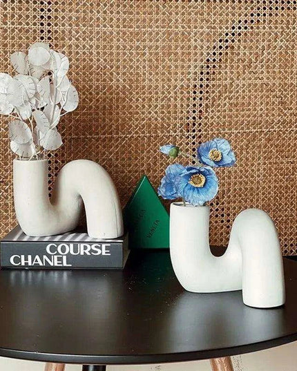 Sleek White Twisted Tube Ceramic Vase for Contemporary Decor