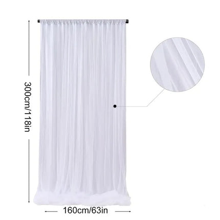 White Tulle Backdrop Curtain 10ft × 5ft
