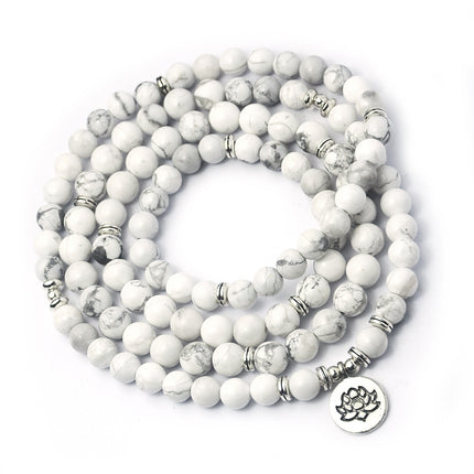 Peekaboo Studio Tiger Eye Bracelet Necklace - 108 Buddha Beads, Lotus