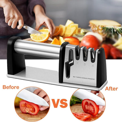Peekaboo Studio 4-in-1 Kitchen Blade & Scissor Sharpener, Easy Grip