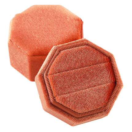 Octagon Ring Box Flannel Cloth Cloth Italian Velvet Pair Ring Jewelry