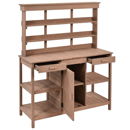 Room & Decor 66" Outdoor Farmhouse Wooden Potting Bench with Drawers &