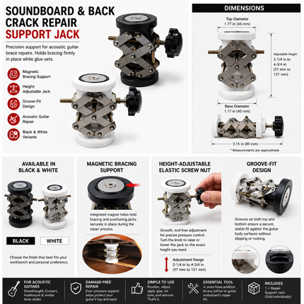 Acoustic Guitar Soundboard Repair Jack — Magnetic Bracing Support Tool Guitar Accessories large-guitar-soundboard-back-crack-repair-support-jack-magnetic-bracing-repair-tool-for-acoustic-wood-guitar-restoration Musical Instruments > Instrument Accessories > String Instrument Accessories > Guitar Accessories > Guitar Repair & Maintenance Tools