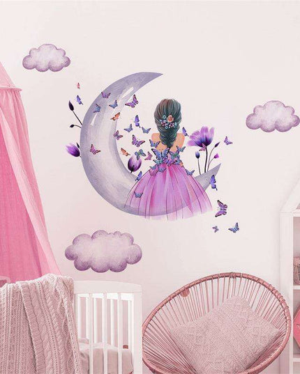 Celestial Butterfly Maiden PVC Wall Art Stickers for Dreamy Room Transformation