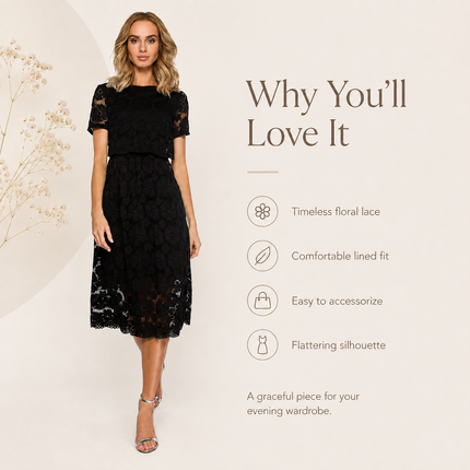 Moe Lace Evening Dress — Sleeveless Floral Mini with Flowy Skirt Dresses evening-dress-19 Clothing > Dresses > Evening Dresses