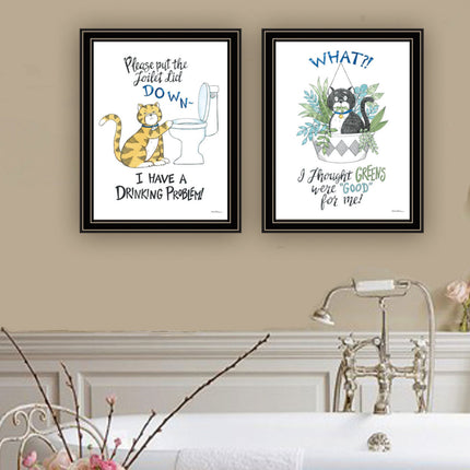 Deb Strain 2-Piece "I Have A Drinking Problem" Black Framed Wall Art