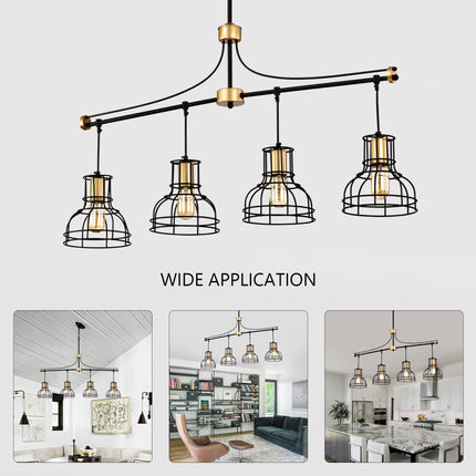 Room & Decor 40" Matte Black & Gold Linear Chandelier, 4 Lights