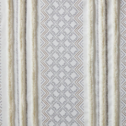 Room & Decor 2Pk Tufted Stripe Curtain Panels, 50x95", White Taupe