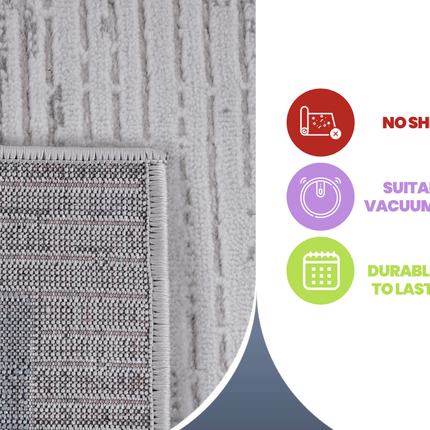 Room & Decor Blue Ivory Bordered Area Rug - Non-Shedding & Stain Resis