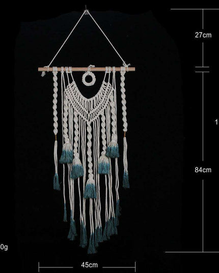 Bohemian Geometric Cotton Macrame Wall Art - Handcrafted Tapestry, 84x45cm