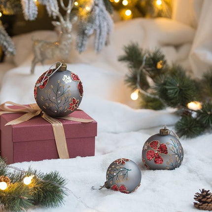Room & Decor Set of 6 D3.9" Glass Christmas Ball Ornaments, Decorative