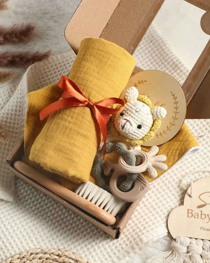 Adorable Baby Gift Set: Cotton Bath Towel, Crochet Rattle, and Accessories for Kids