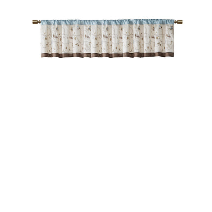 Room and Decor Embroidered Blue Window Valance, 50x18", Polyester Fabr