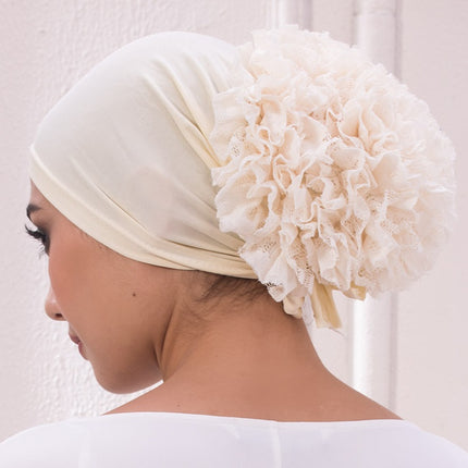 Peekaboo Studio Large Solid Color Lace Flower Hat with Adjustable Fit