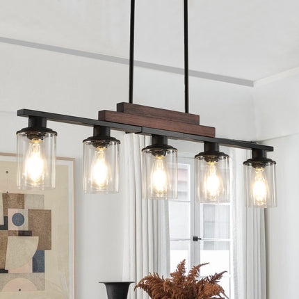 Room & Decor Farmhouse Industrial 5-Light Pendant, Adjustable Height,