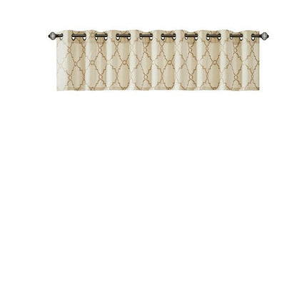 Room & Decor Fretwork Print Grommet Top Valance, Beige Gold, 50x18