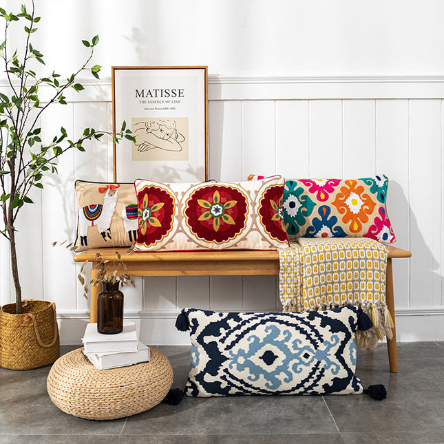 Yafeng Cushion Cover Tassel Fur Ball Patch Cushion Cover