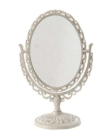 Vintage Nordic Heart-Shaped Acrylic Double-Sided Rotatable Makeup Mirror