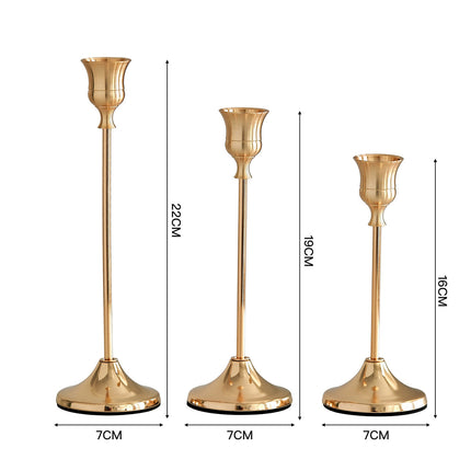 Copper Color Aluminum Alloy Candle Holder With Electroplated Ornaments