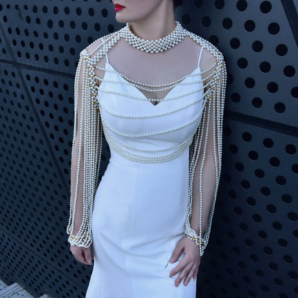 Peekaboo Studio Luxury Beaded Bridal Gown Shawl - Elegant Design, Soft