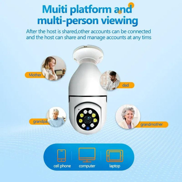 Bulb Camera - Wireless WiFi Monitoring with 360 Mobile Tracking Alarm