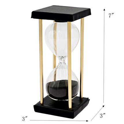Stanley 15-Minute Hourglass with Metal Stand - Black Glass & Leather