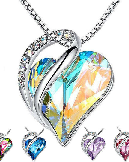 Geometric Heart Pendant Necklace in 925 Silver for Women