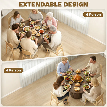 Extending Dining Table With Hidden Extension Leaves And Smooth Rails