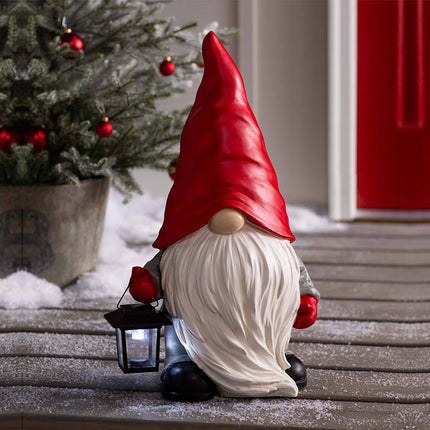 Peekaboo Studio Christmas Solar Lantern Garden Resin Statue, Weather-R