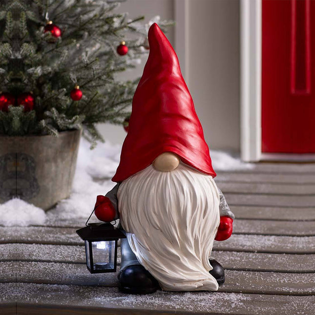 Peekaboo Studio Christmas Solar Lantern Garden Resin Statue, Weather-R