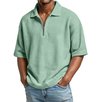 Peekaboo Studio Men's Waffle-Weave Polo Shirt, Short-Sleeved, Beach St