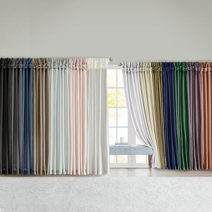 Room & Decor Twist Tab Lined Window Curtain Panel, 50x95", Green, Poly