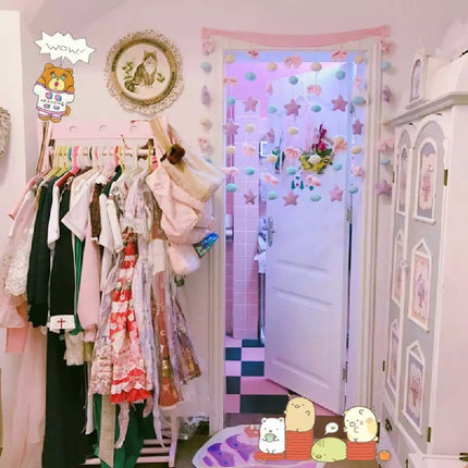Children's Room Door Curtain with Telescopic Pole | 4 Styles, 82×85cm