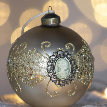 Room and Decor Set of 6 Gold Glass Christmas Ball Ornaments, 3.9