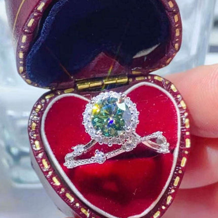 Stunning 1 Carat Lab-Created Diamond and Zircon Adorned Platinum Ring