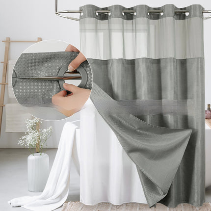 Waffle-Pattern Double-Layer Shower Curtain | 19 Colors