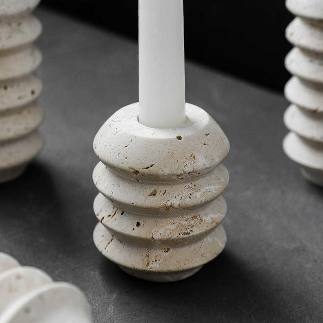 Nordic Cave Stone Candle Holder — Hand Polished Natural Yellow