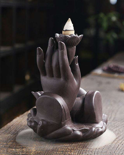 Sandalwood Serenity: Elegant Purple Backflow Incense Burner Set for Tranquil Spaces